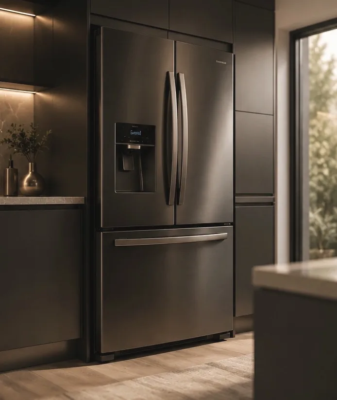 Modern refrigerator in a home kitchen